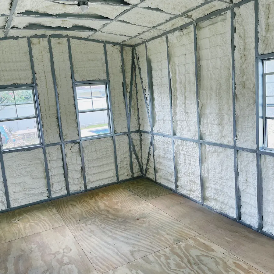 Closed-cell spray foam insulation applied to wall cavities in a residential project in Hastings-on-Hudson